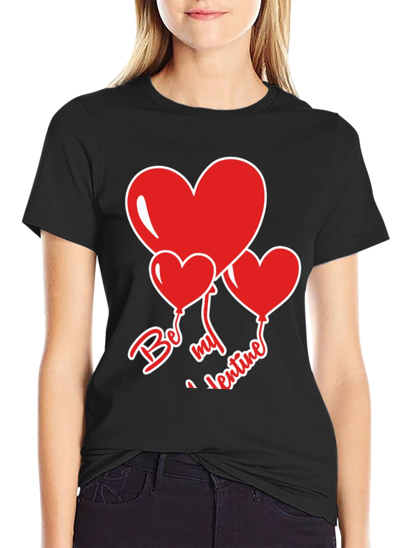 Be My Valentine Heart Balloons Black T-Shirt