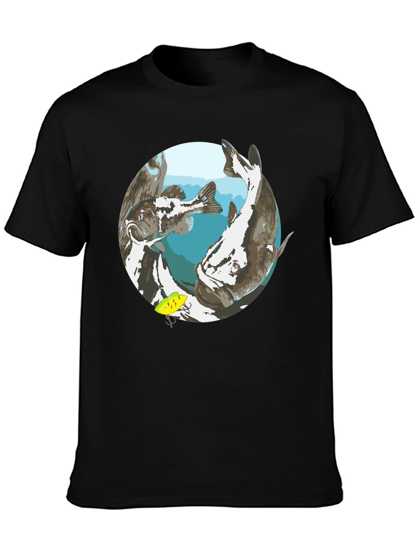 Fishing Graphic Black T-Shirt