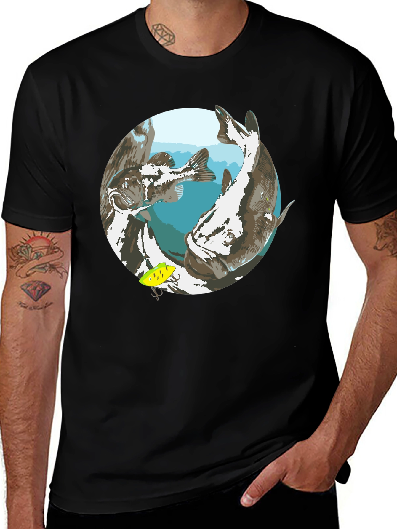 Fishing Graphic Black T-Shirt