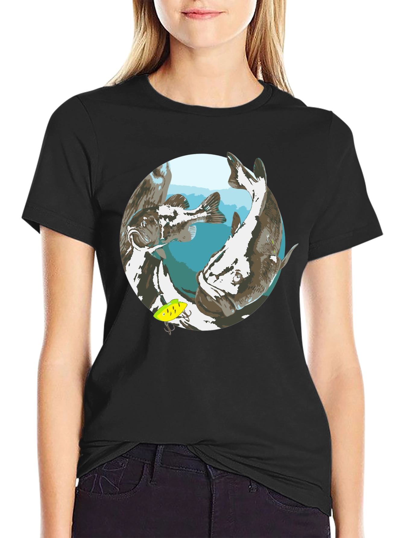 Fishing Graphic Black T-Shirt