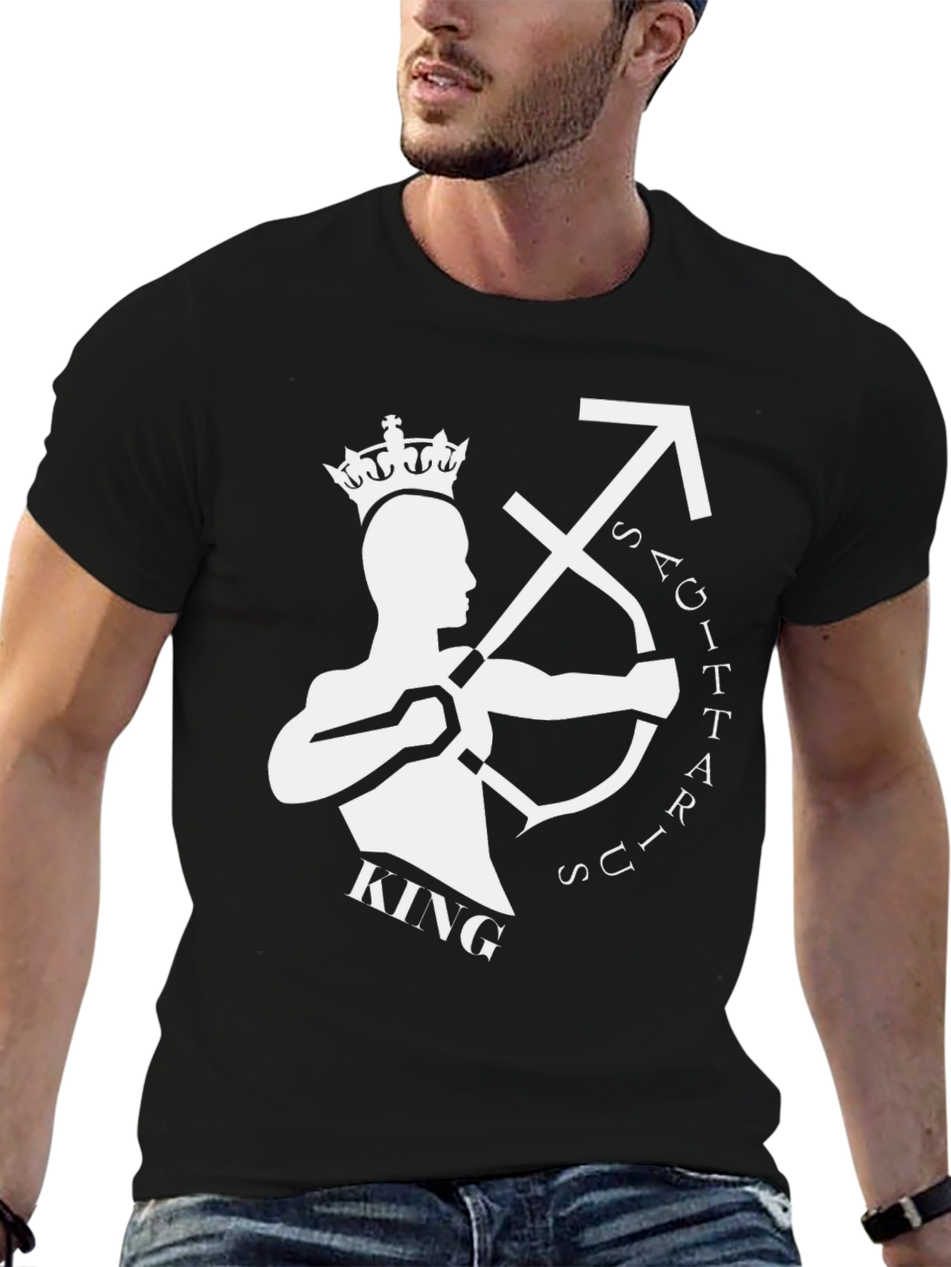 Sagittarius King Graphic Tee - Zodiac Birthday Shirt