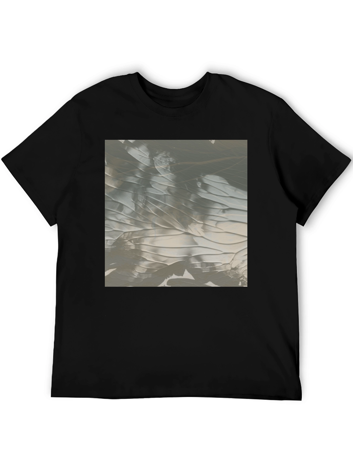 Abstract Gray Art Print Black T-Shirt