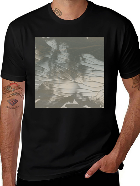 Abstract Gray Art Print Black T-Shirt