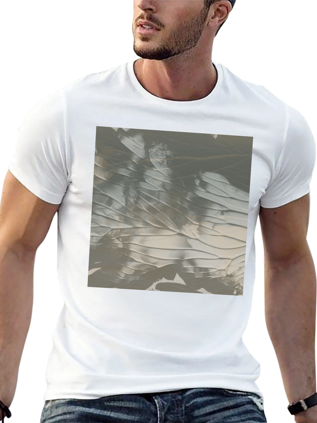 Abstract Gray Art Print Black T-Shirt