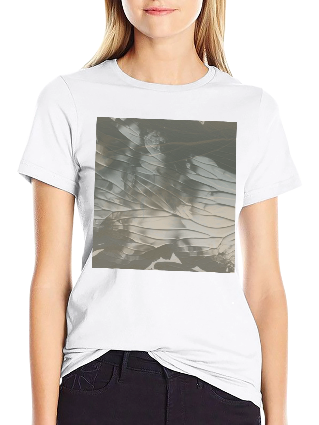 Abstract Gray Art Print Black T-Shirt