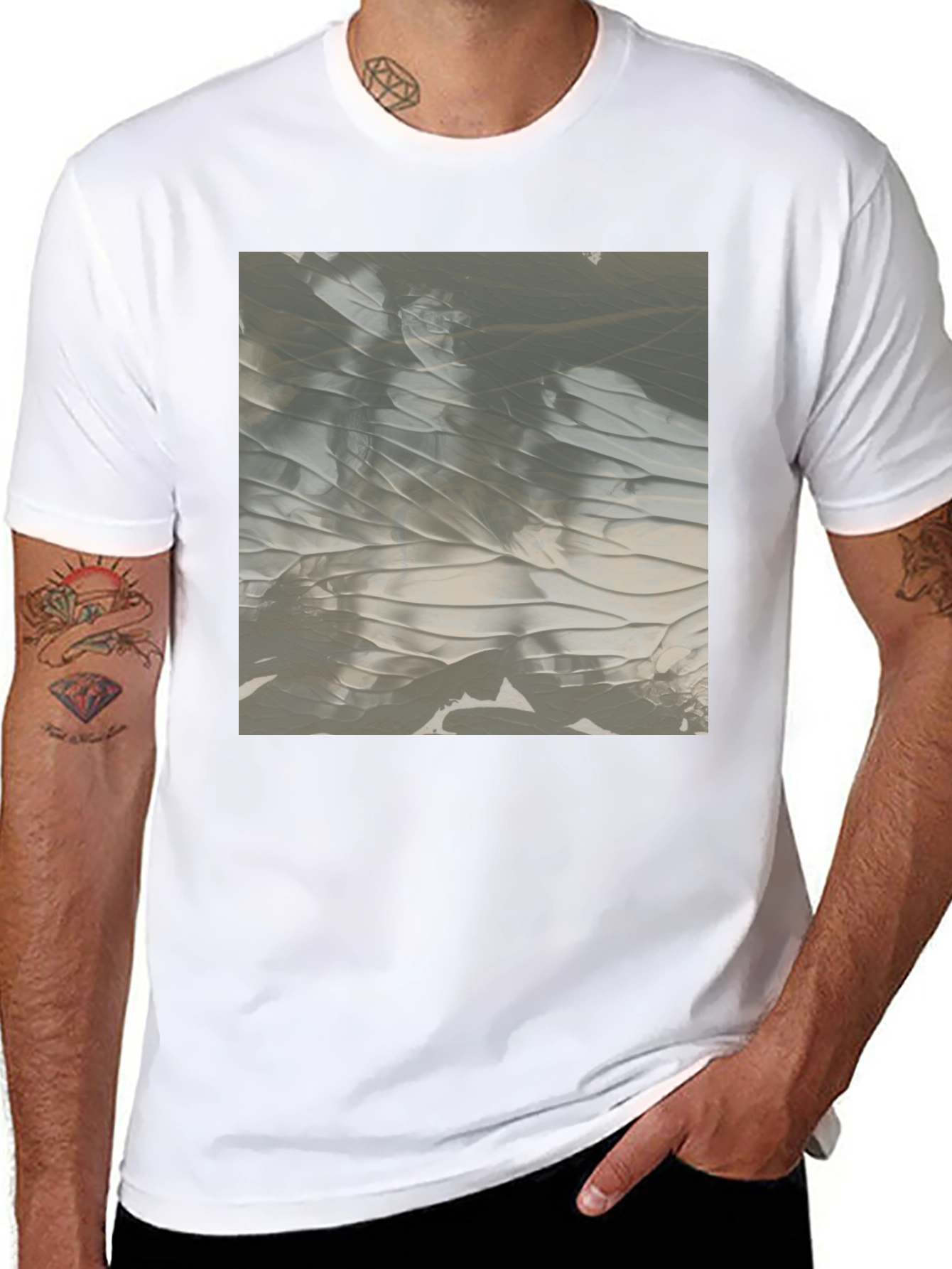 Abstract Gray Art Print Black T-Shirt