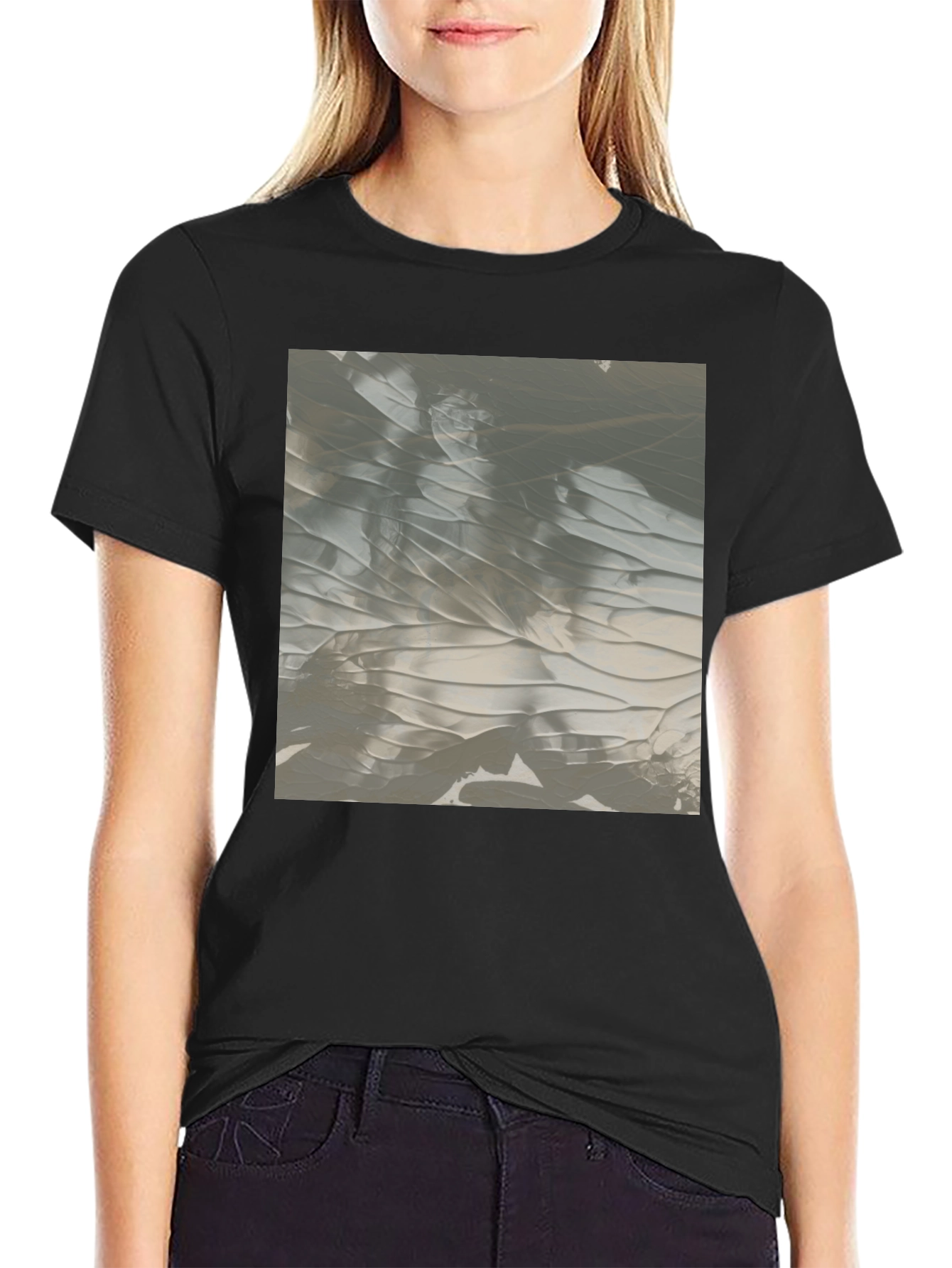 Abstract Gray Art Print Black T-Shirt