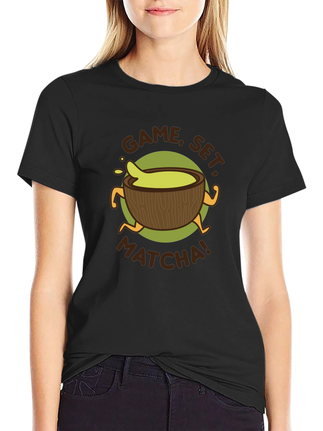 Game Set Matcha! Black Graphic Tee