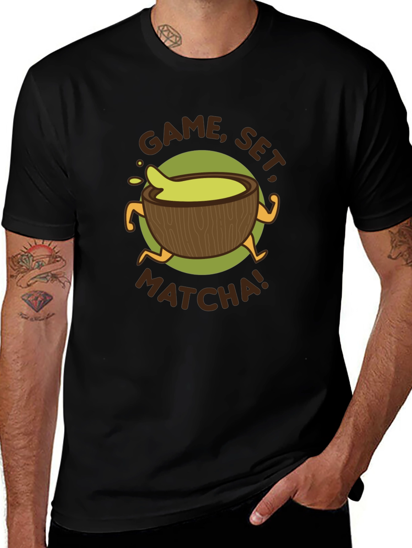 Game Set Matcha! Black Graphic Tee