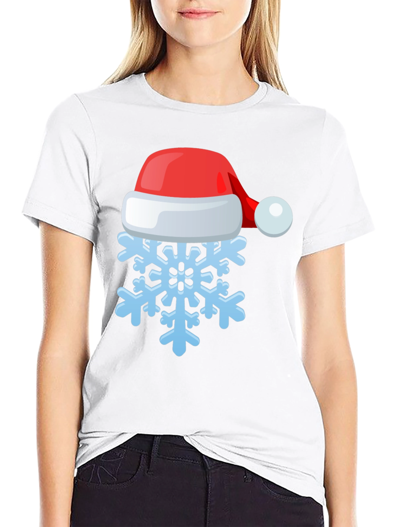 Festive Snowflake Santa Hat Graphic Tee