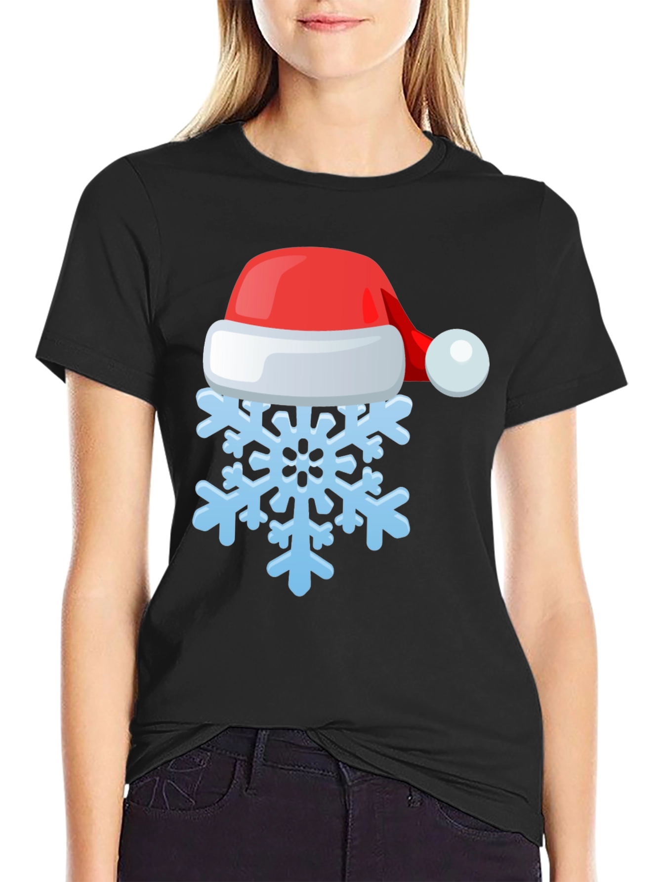 Festive Snowflake Santa Hat Graphic Tee
