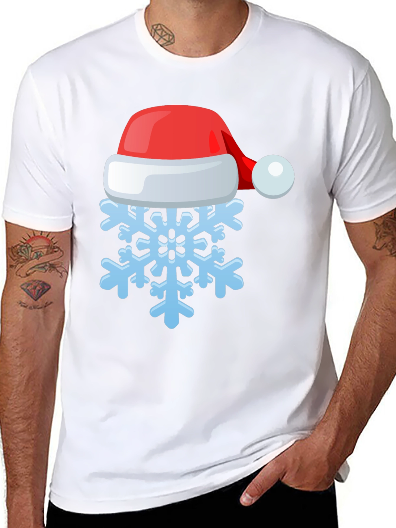 Festive Snowflake Santa Hat Graphic Tee