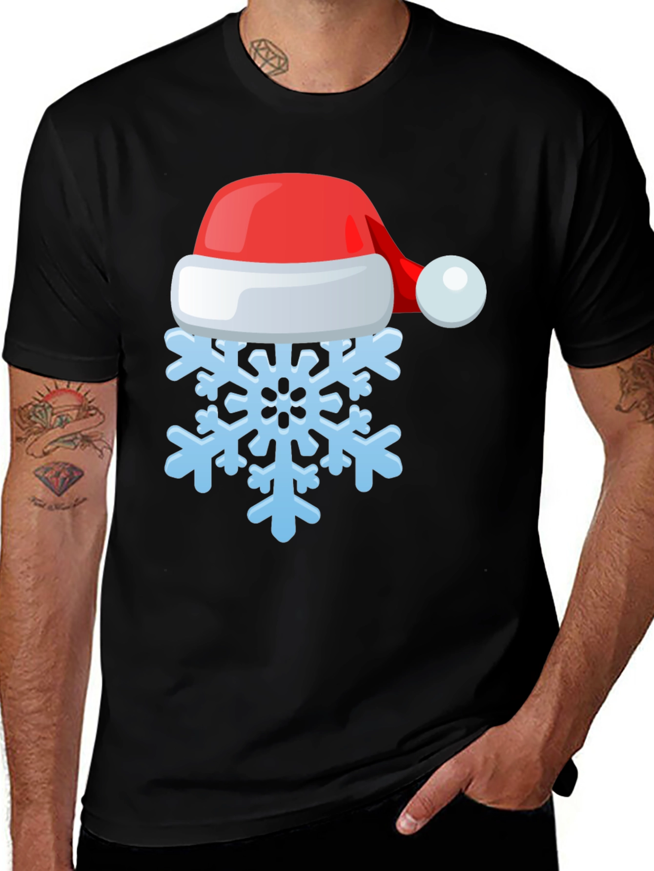 Festive Snowflake Santa Hat Graphic Tee