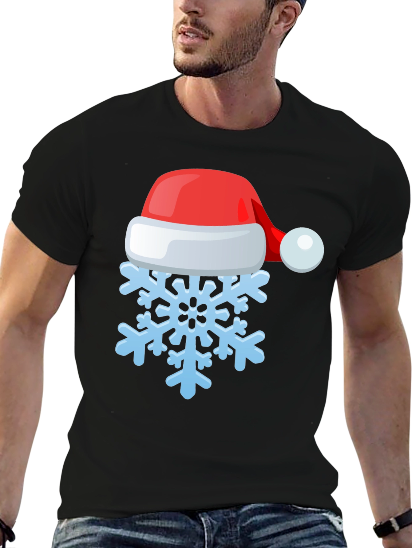 Festive Snowflake Santa Hat Graphic Tee