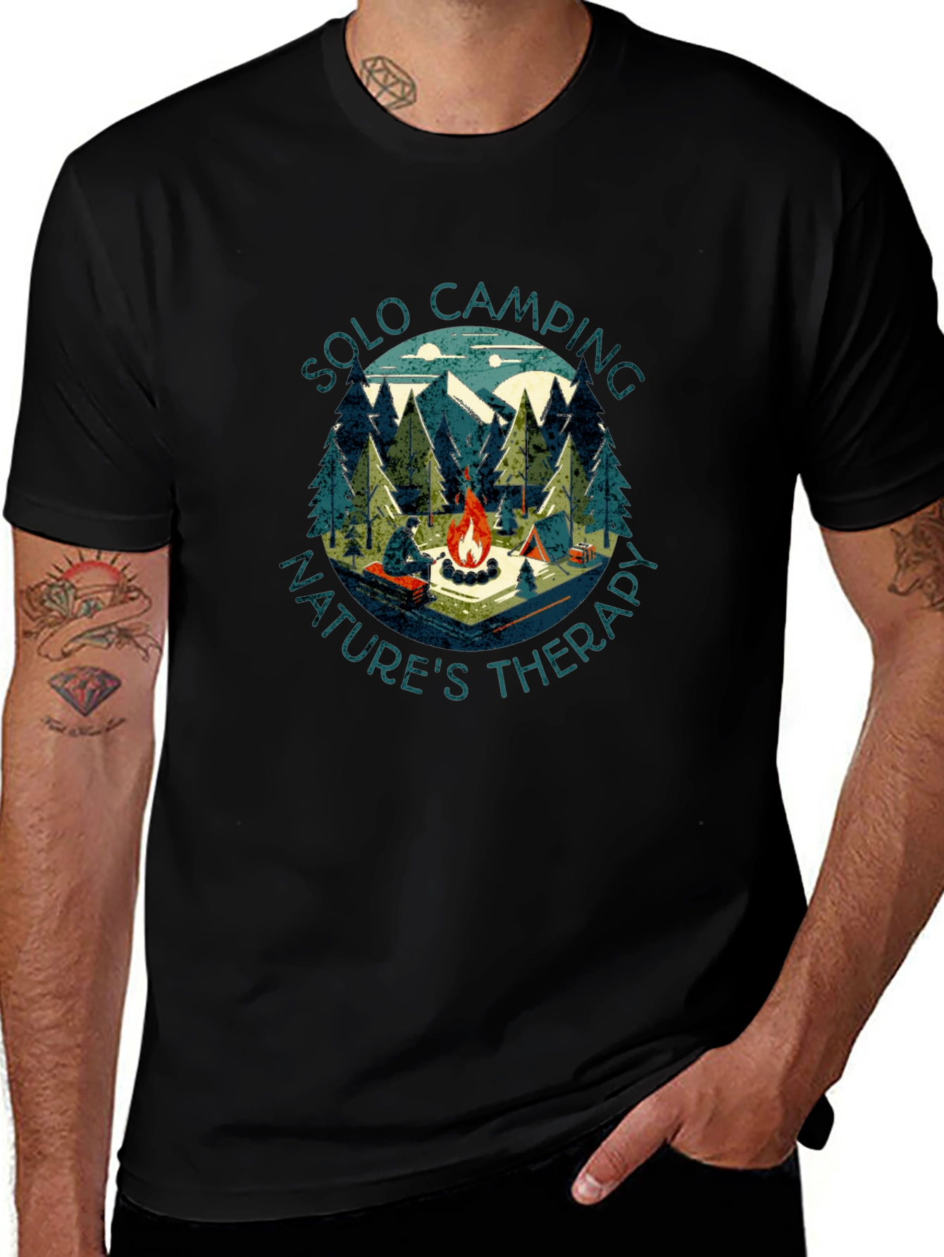 Solo Camping Nature Therapy Graphic Tee