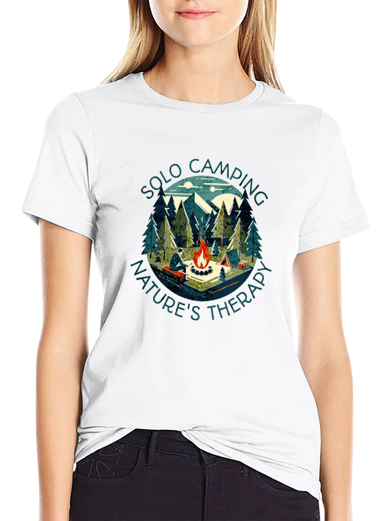 Solo Camping Nature Therapy Graphic Tee