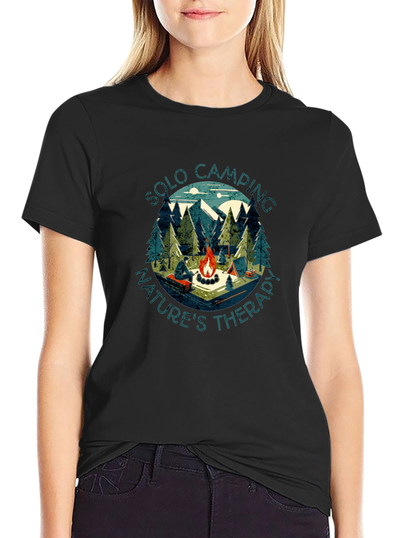 Solo Camping Nature Therapy Graphic Tee