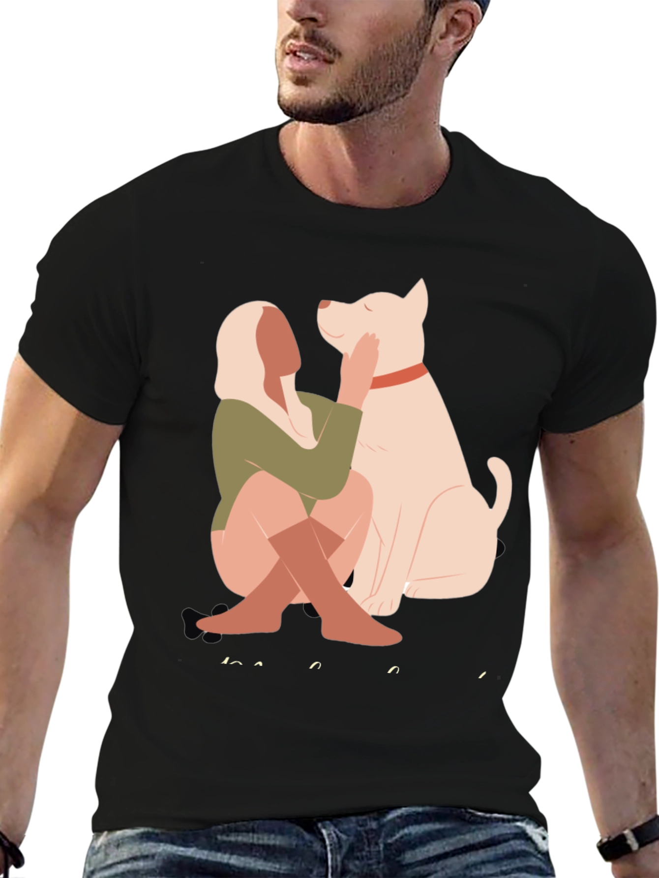 Stylish Graphic Tee - Dog & Woman