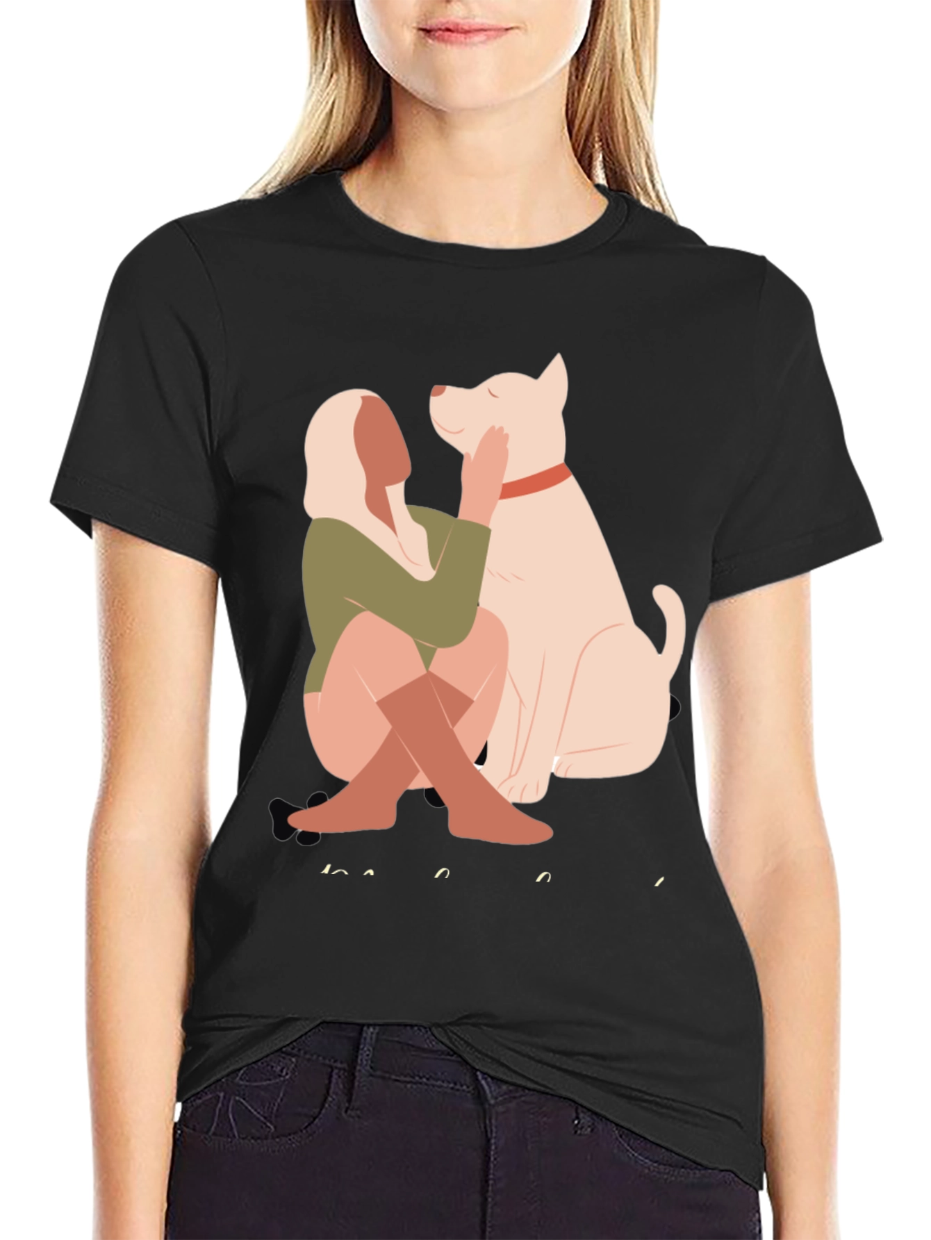 Stylish Graphic Tee - Dog & Woman