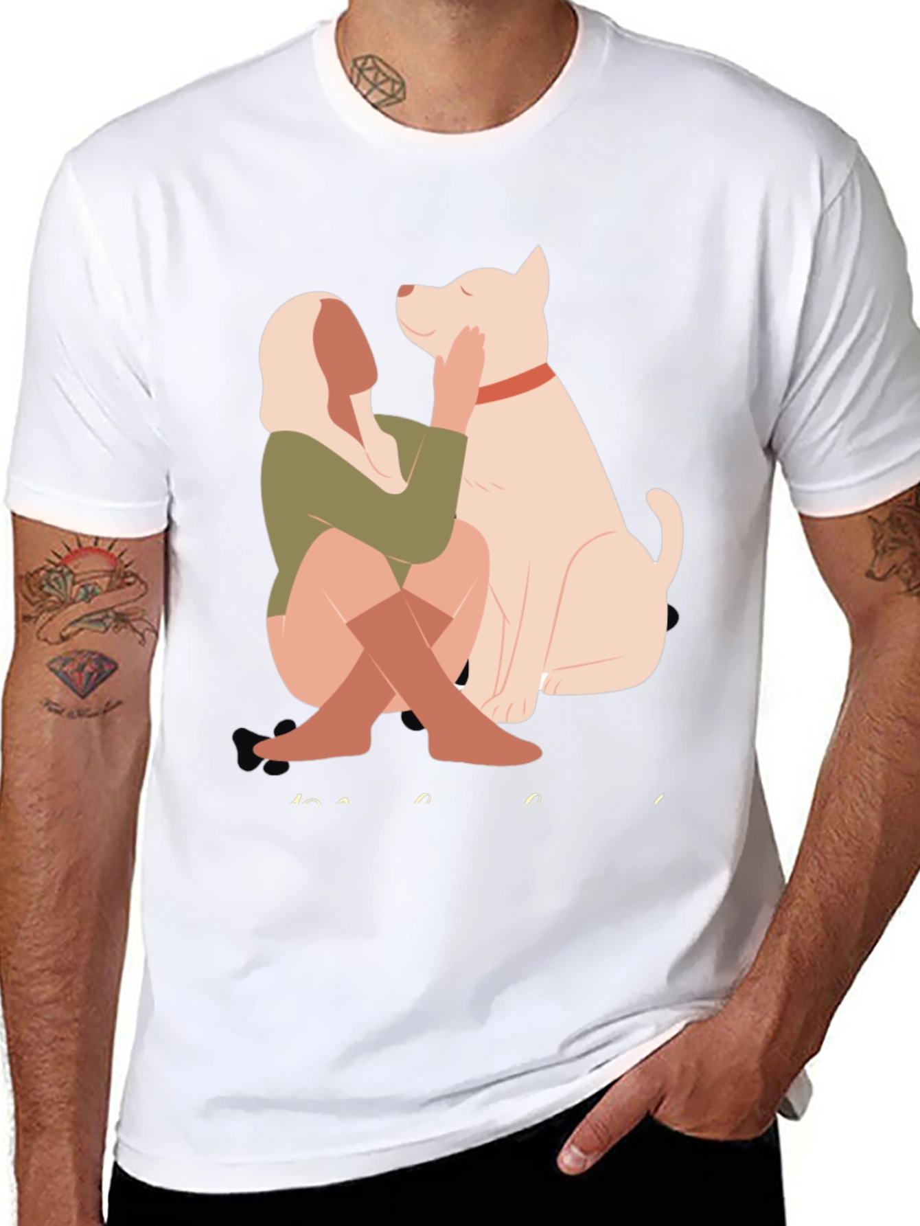 Stylish Graphic Tee - Dog & Woman