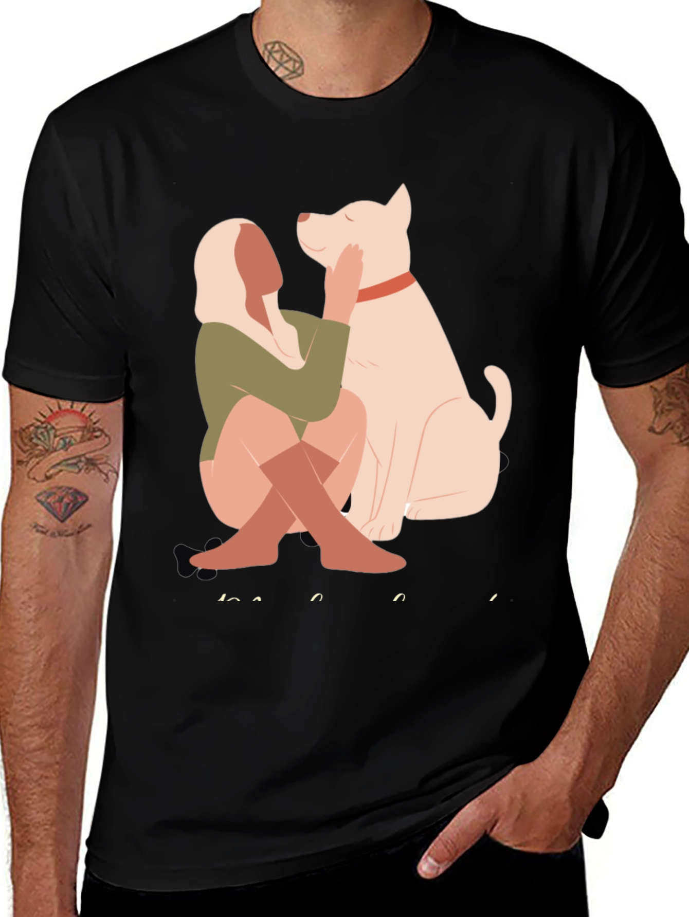 Stylish Graphic Tee - Dog & Woman