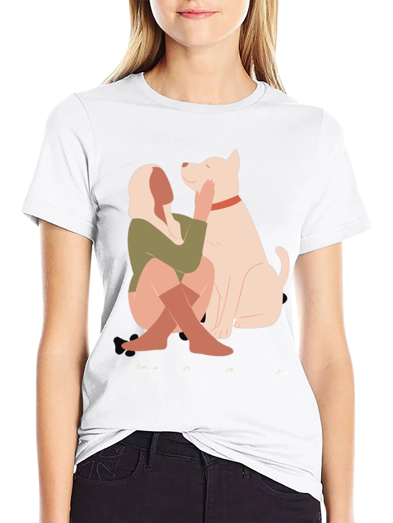 Stylish Graphic Tee - Dog & Woman