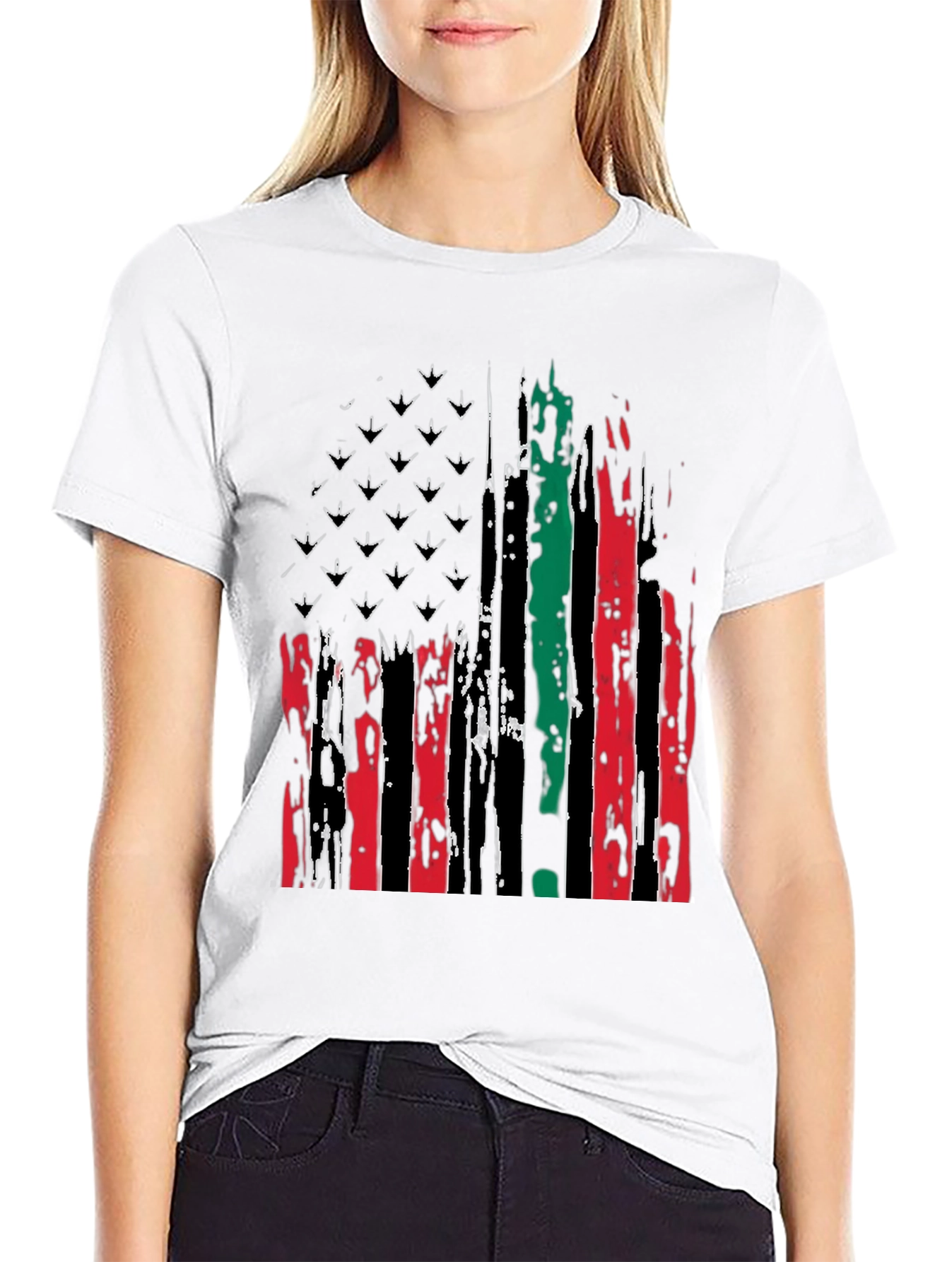 Distressed Pan-African American Flag Graphic Tee