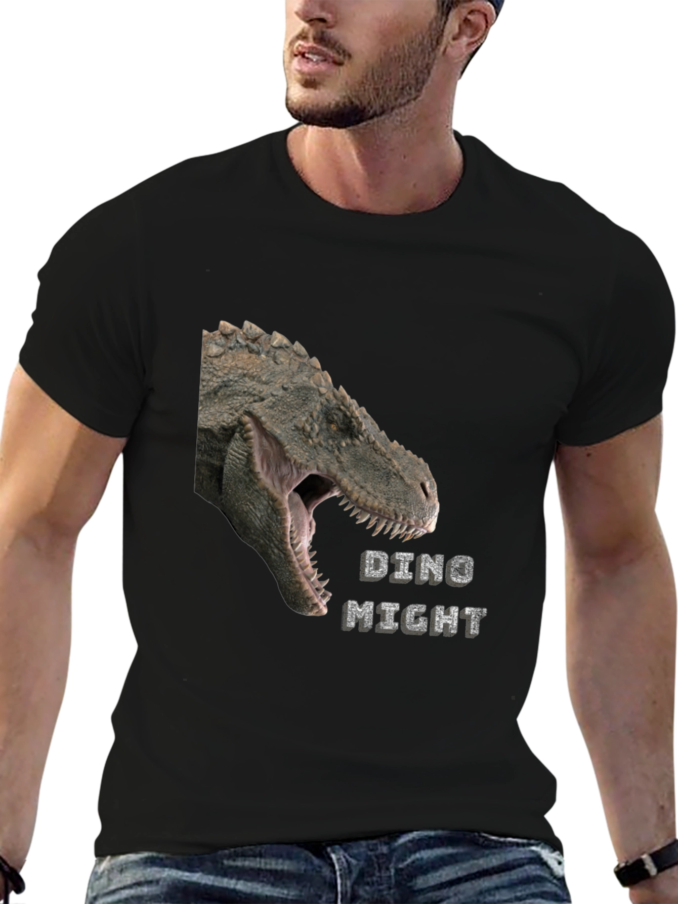 Dino Might T-Shirt - Black Dinosaur Graphic Tee