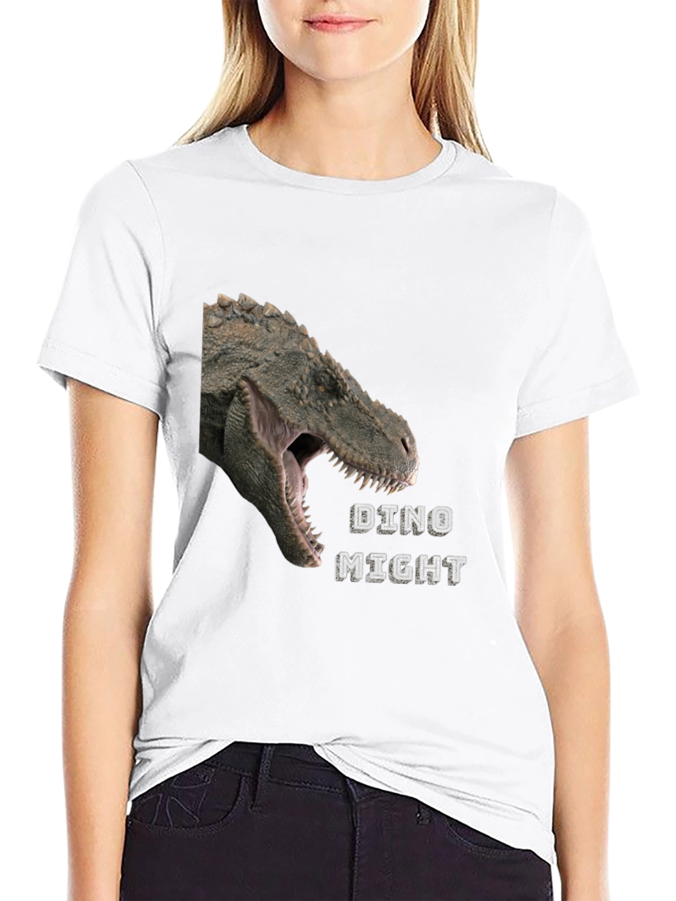 Dino Might T-Shirt - Black Dinosaur Graphic Tee