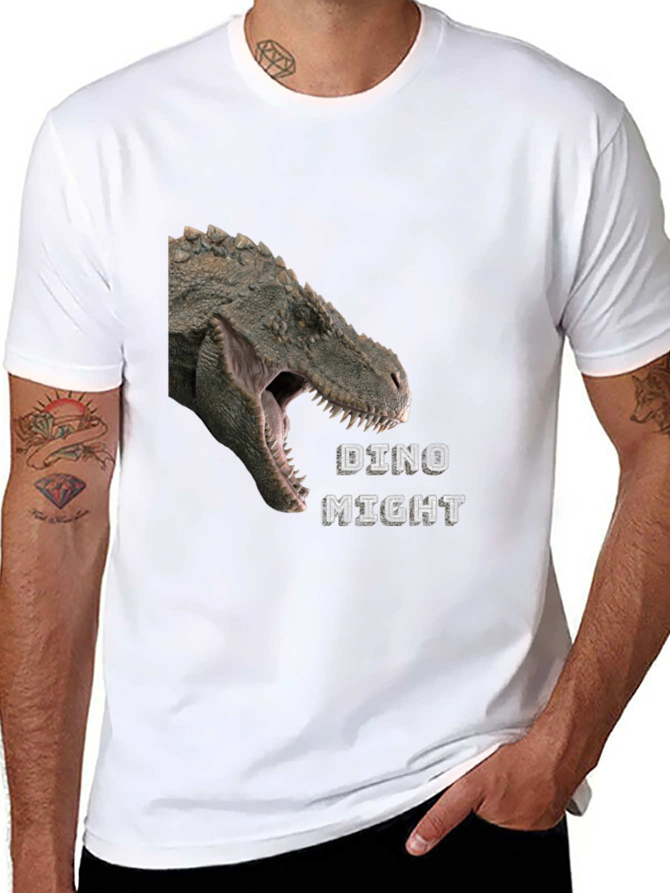 Dino Might T-Shirt - Black Dinosaur Graphic Tee