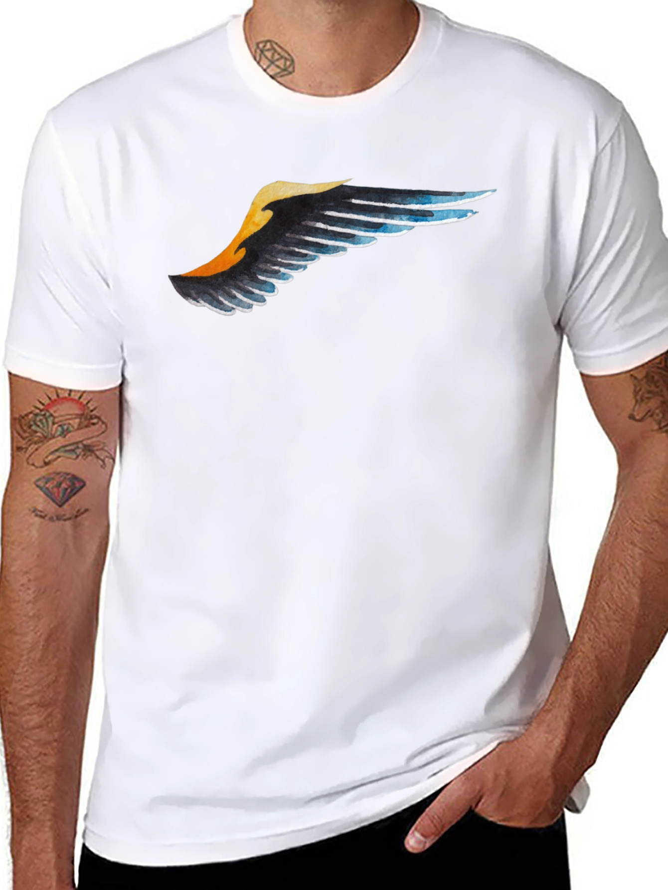 Wing Print Black T-Shirt - Casual Style