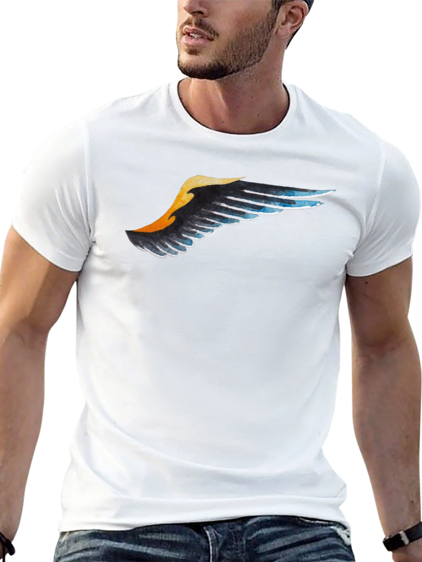 Wing Print Black T-Shirt - Casual Style