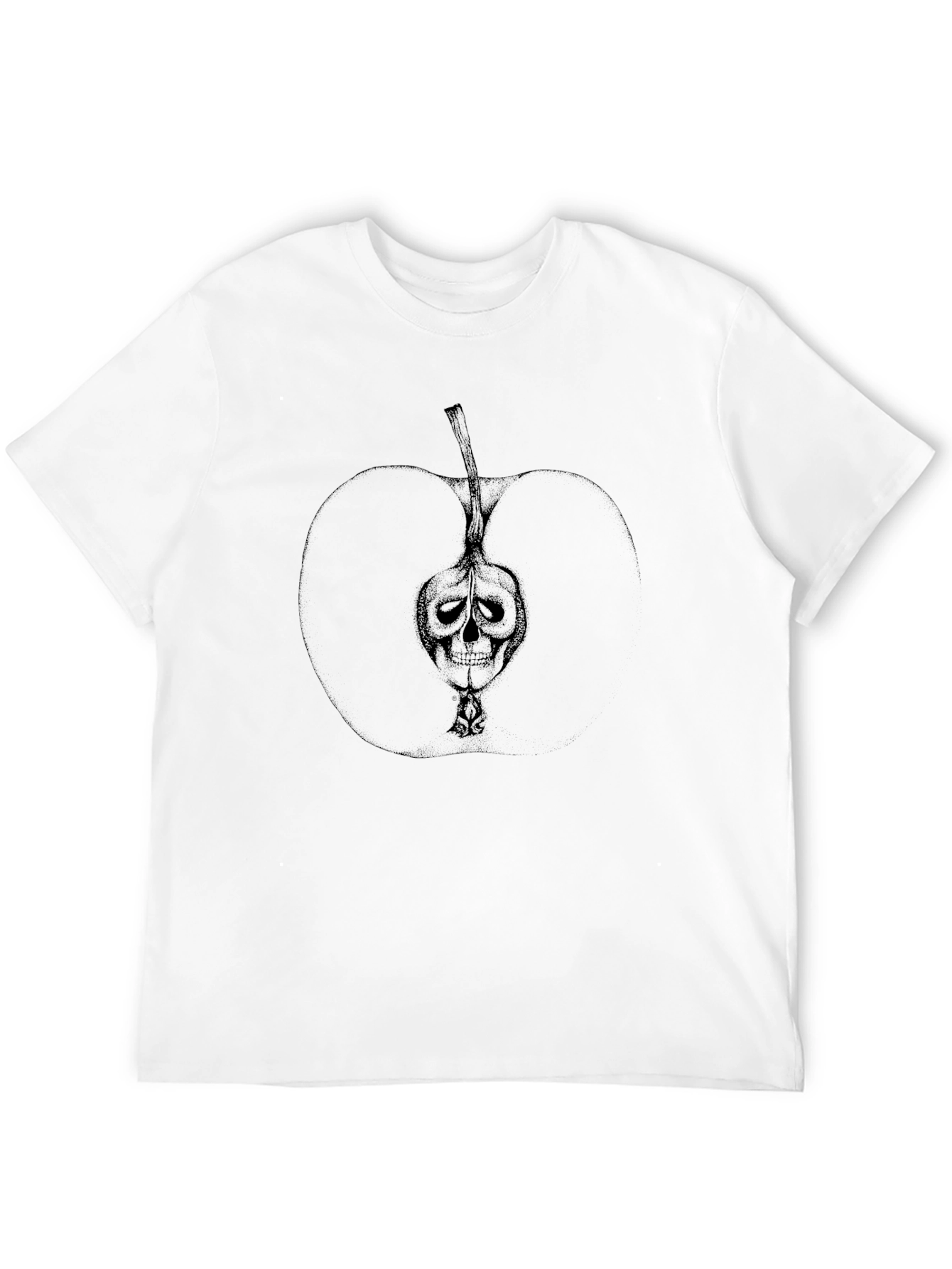 Skull Apple Graphic Print Black T-Shirt