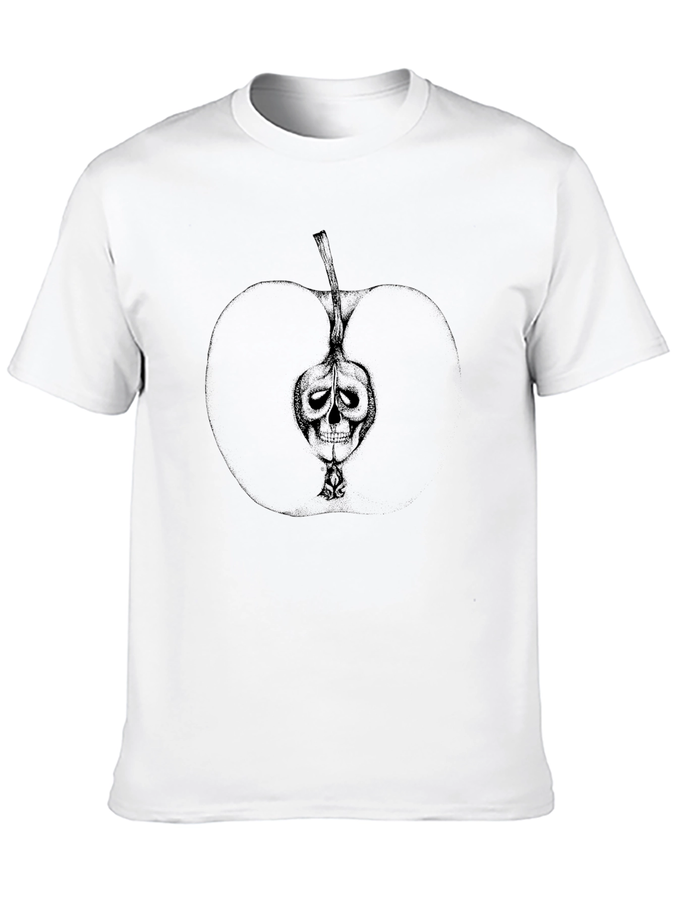 Skull Apple Graphic Print Black T-Shirt