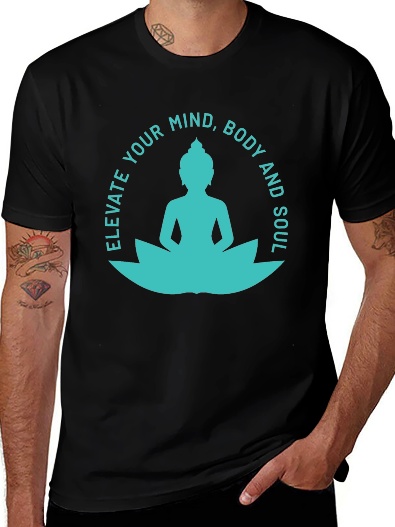 Elevate Mind Body Soul Tee - Buddha Lotus T-Shirt
