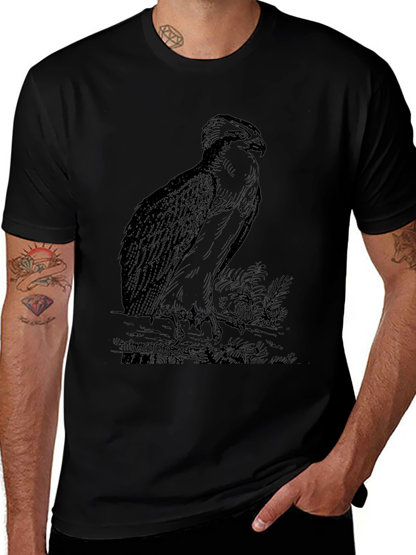 Black Eagle Graphic Tee - Unique Bird Design