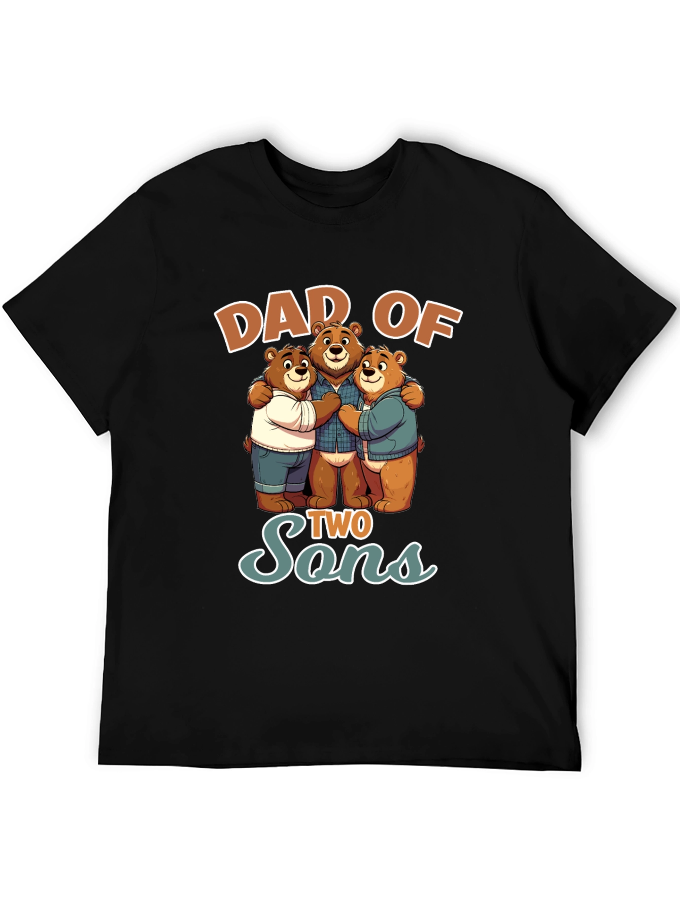 Dad of Two Sons Bear Graphic T-Shirt
