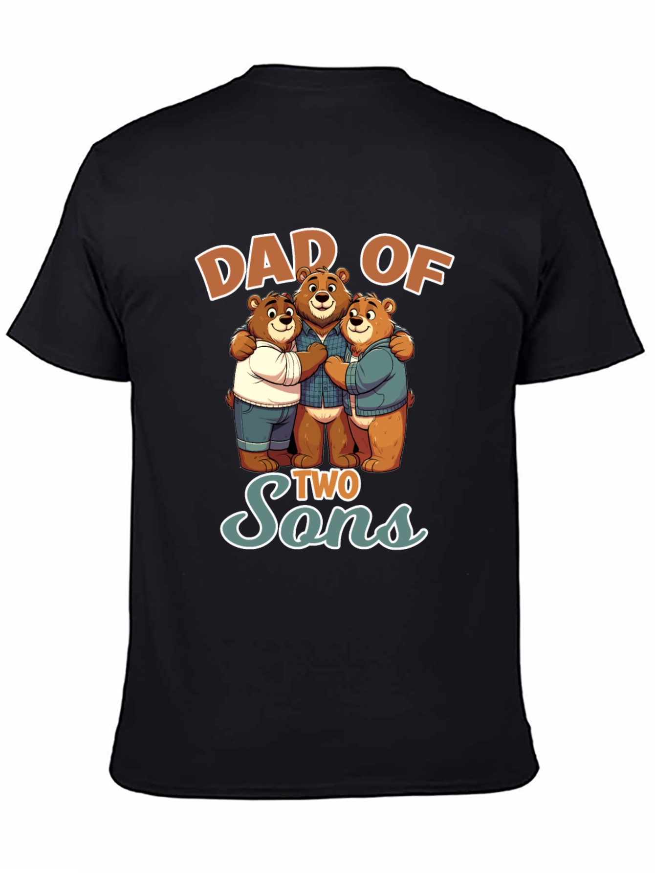 Dad of Two Sons Bear Graphic T-Shirt