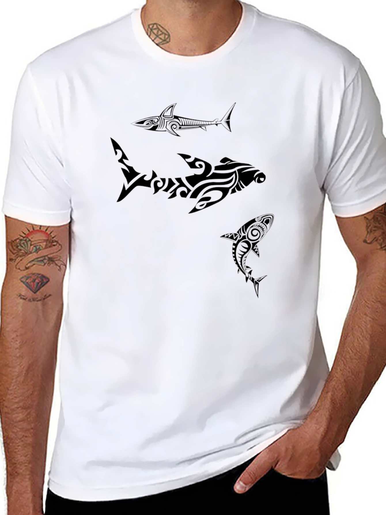 Tribal Shark T-Shirt - Black Graphic Tee