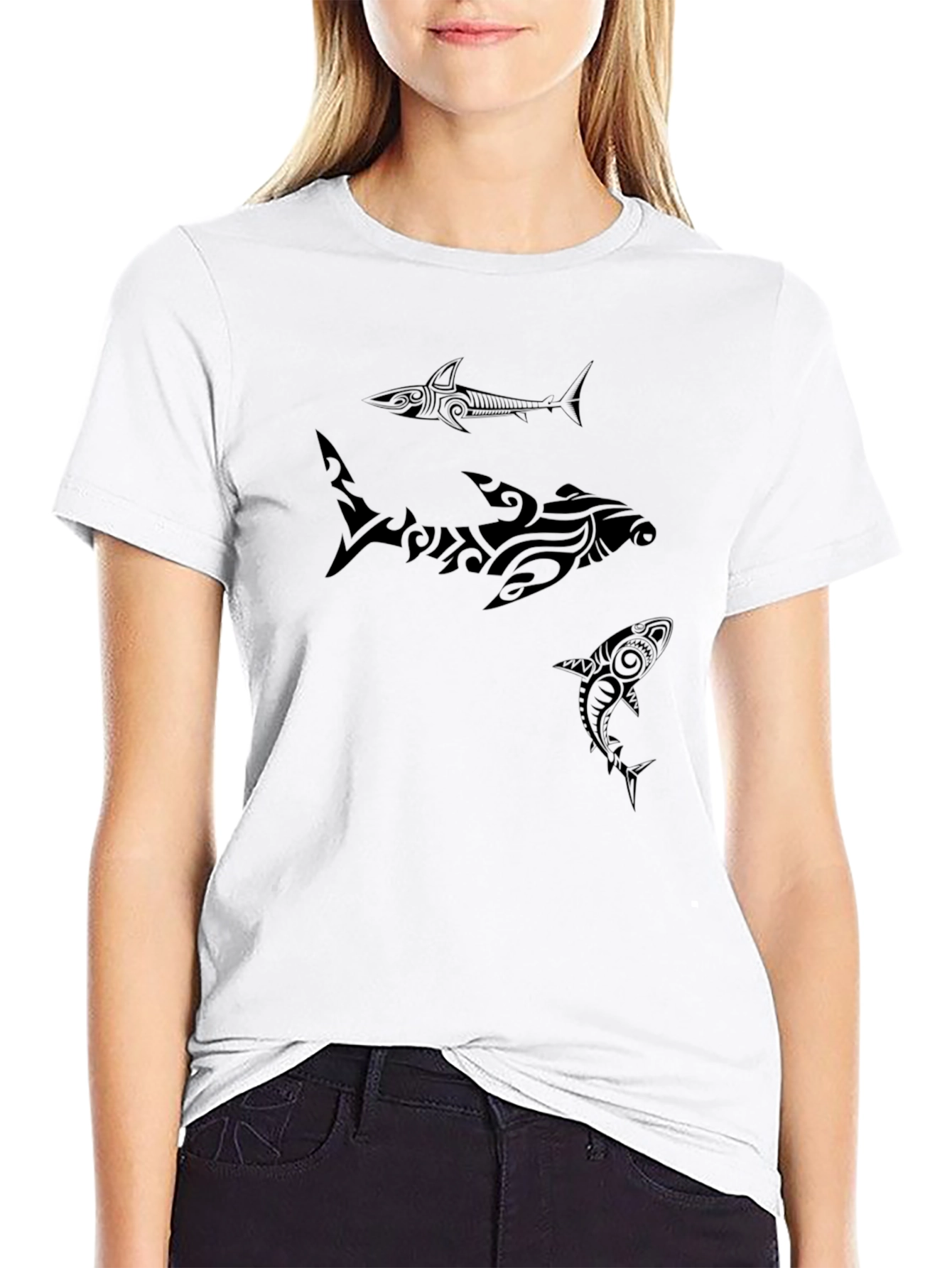 Tribal Shark T-Shirt - Black Graphic Tee