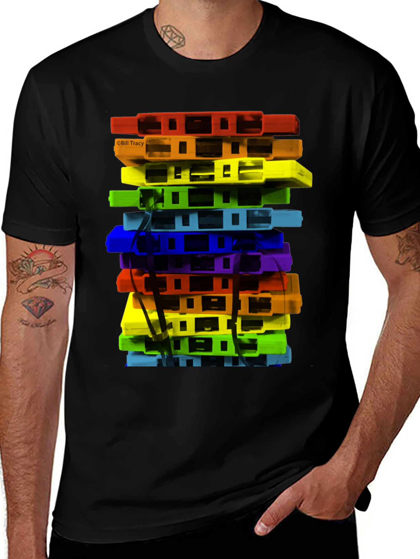 Retro Cassette Tape Stack Graphic Tee