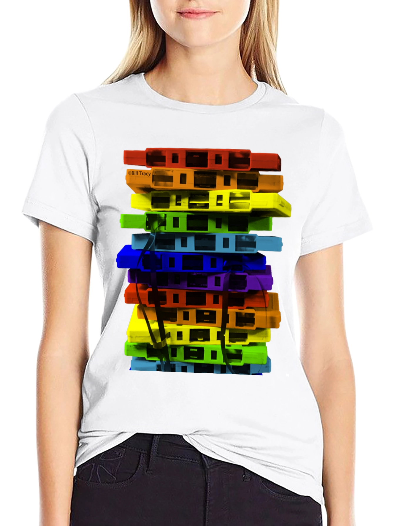 Retro Cassette Tape Stack Graphic Tee