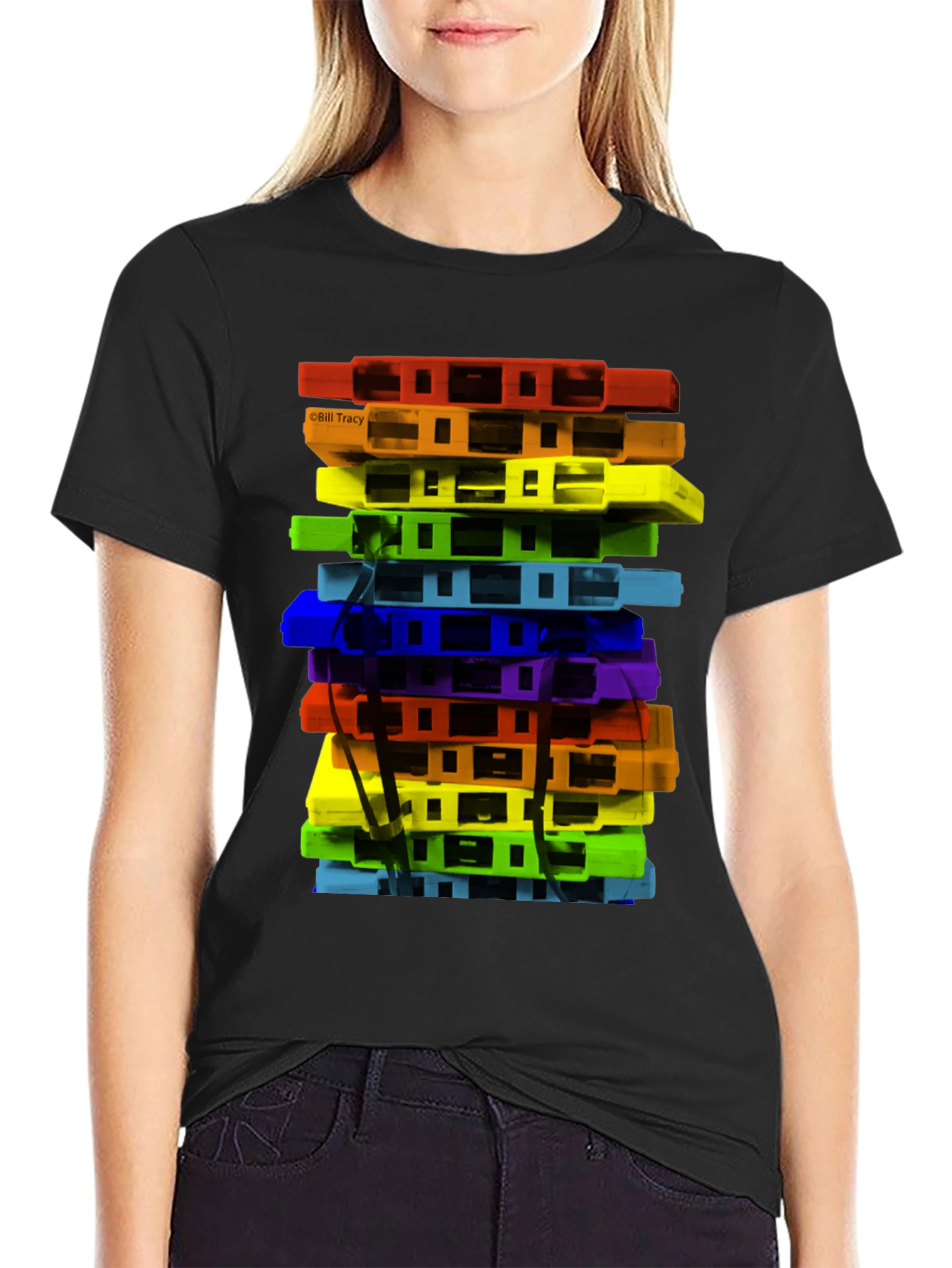 Retro Cassette Tape Stack Graphic Tee