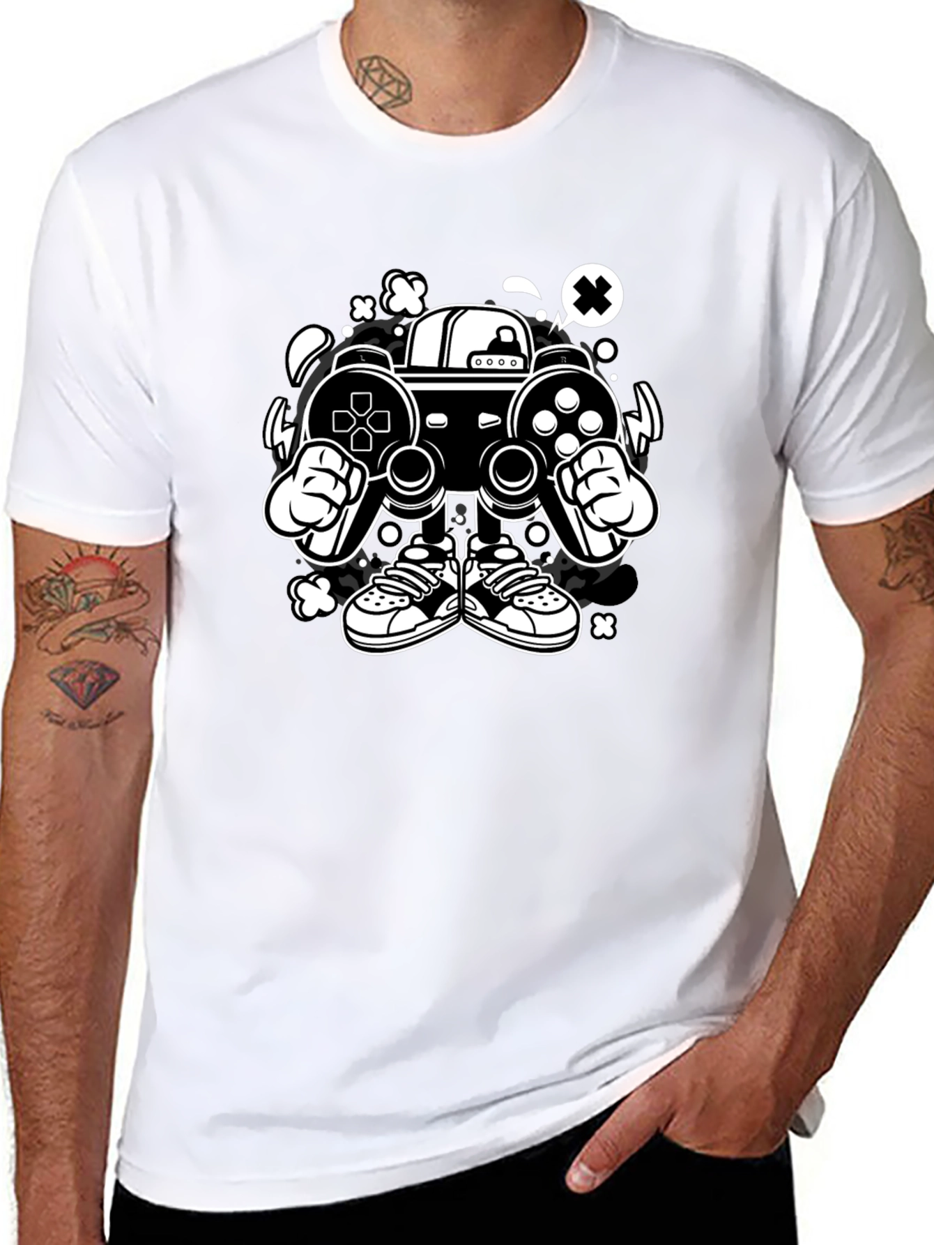 Gaming Console Character Graphic Black T-Shirt