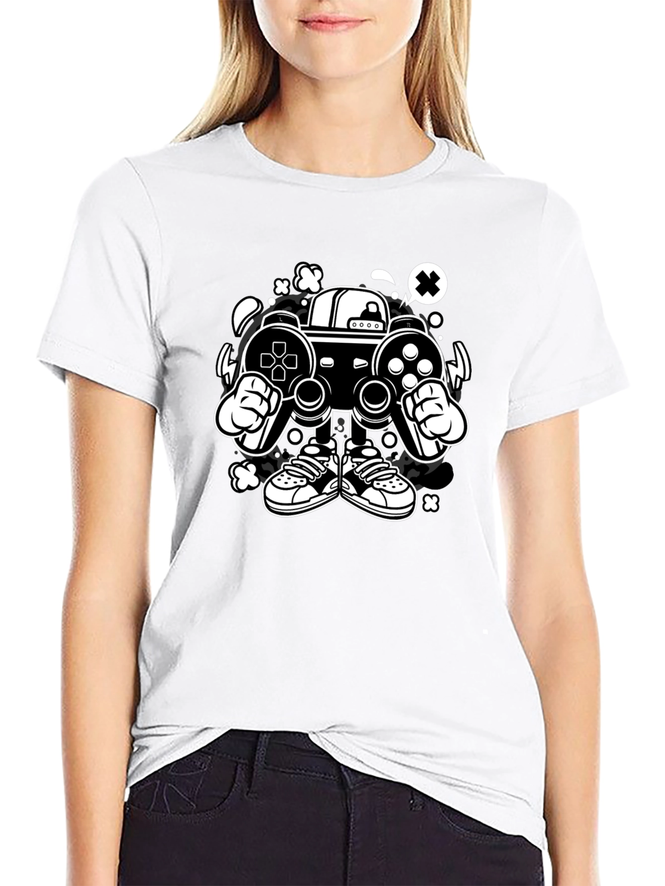 Gaming Console Character Graphic Black T-Shirt
