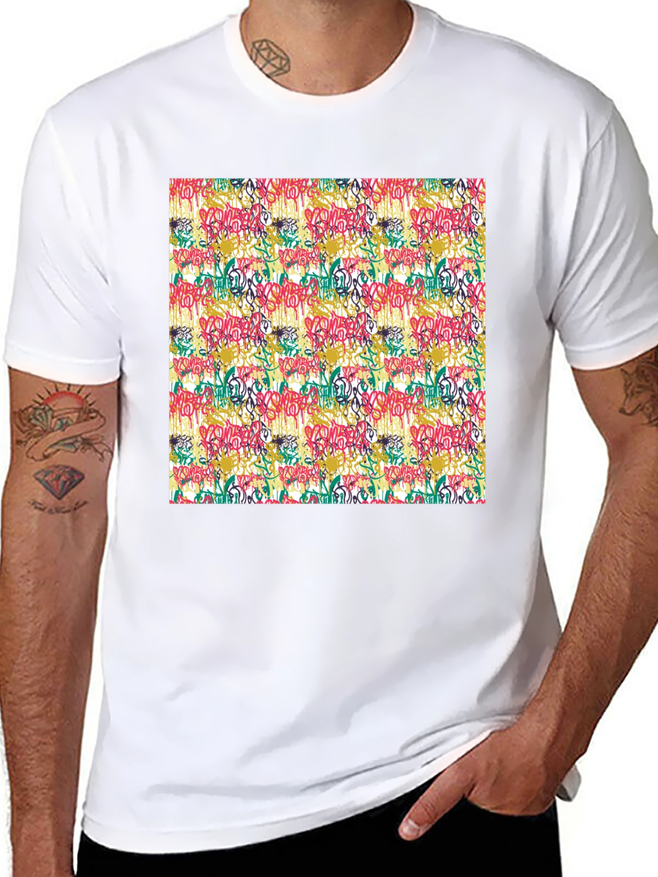 Graffiti Art Print Black T-Shirt