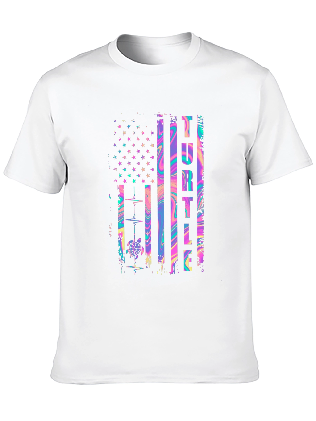 Turtle American Flag Graphic T-Shirt