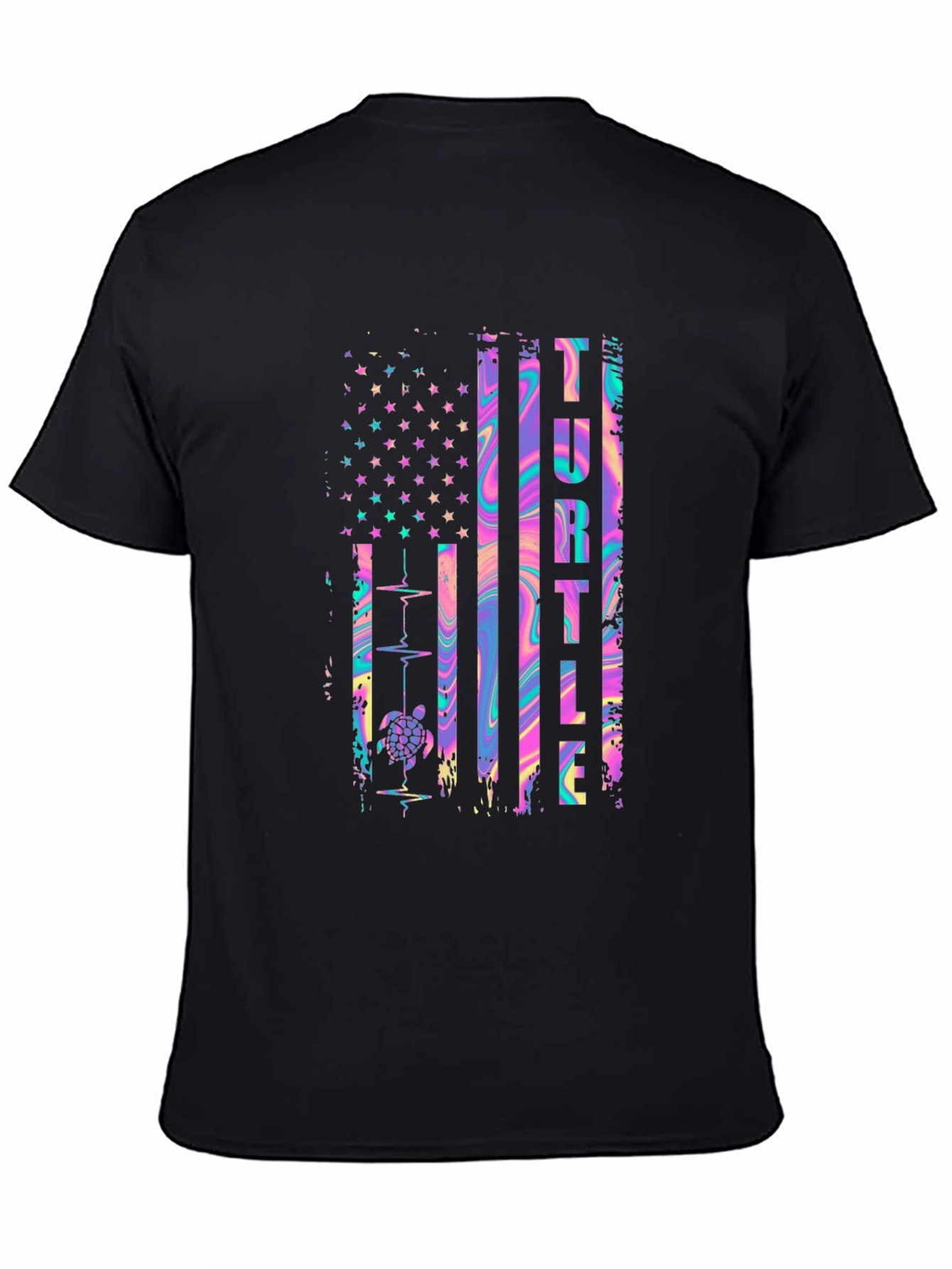 Turtle American Flag Graphic T-Shirt