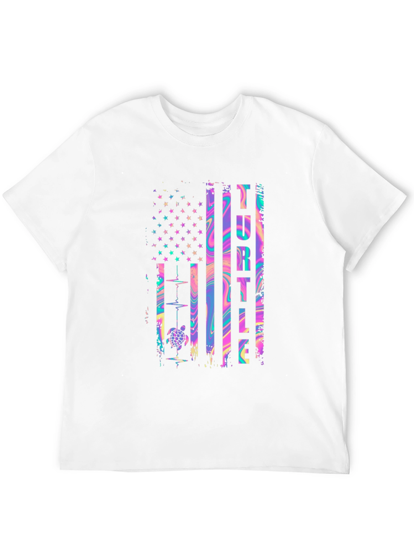 Turtle American Flag Graphic T-Shirt