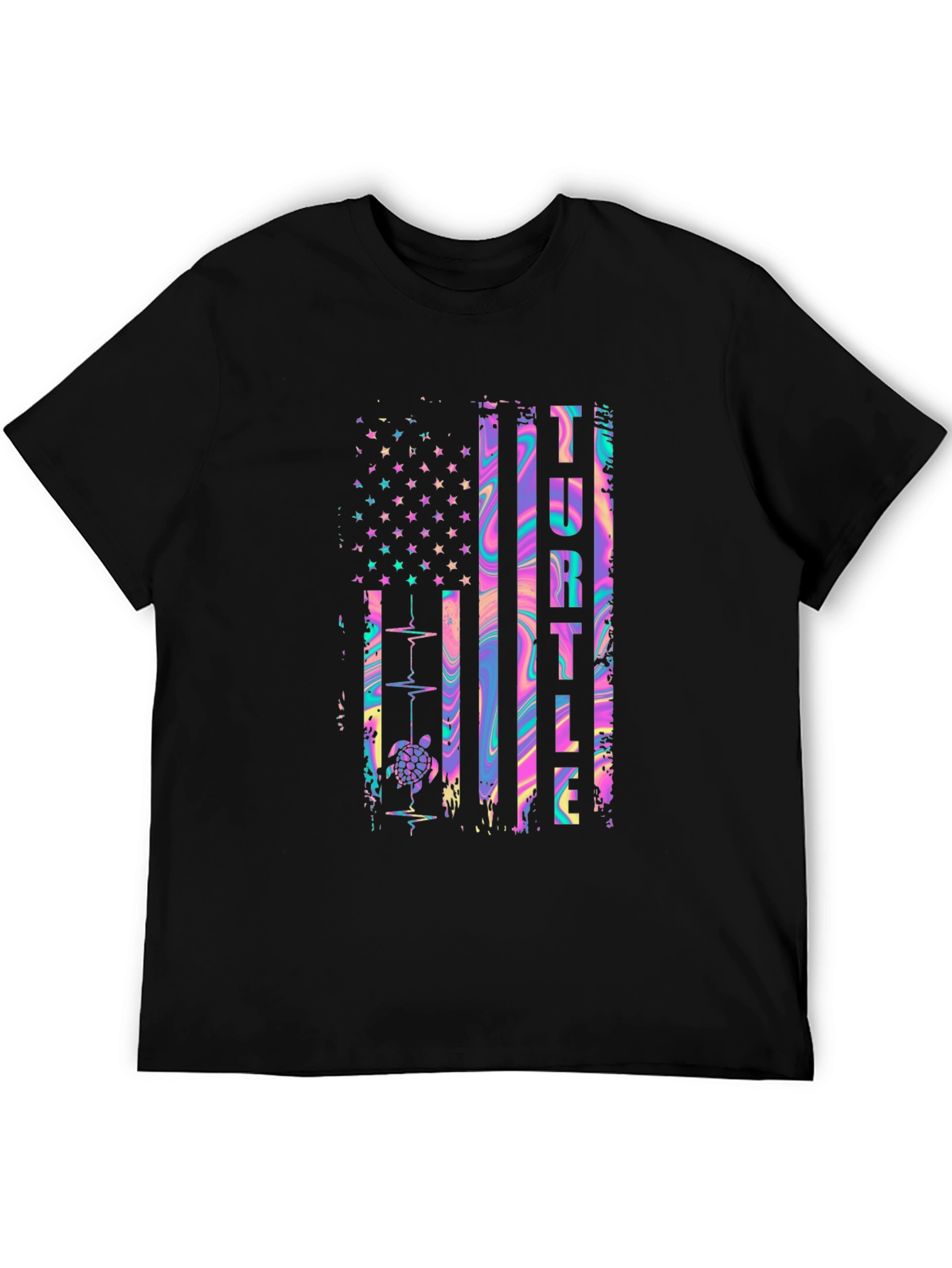Turtle American Flag Graphic T-Shirt
